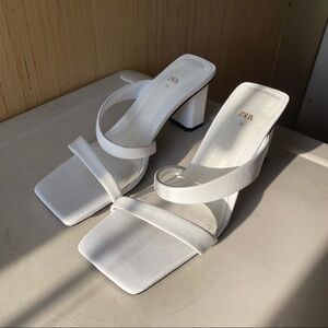 Zara square toe block heels